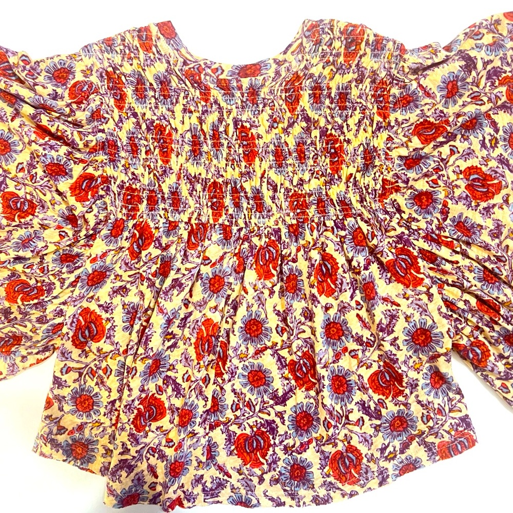 NEW! Free People linen & cotton shirred crop top. Size XS/S
